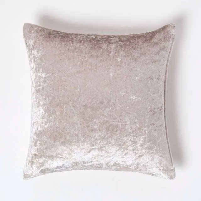 Homescapes Square Crushed Velvet Cushion Cover in Pink, Yellow or Silver, W/D/H: 45 x 45 x 1 cm