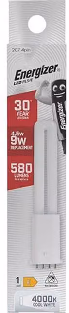 Energizer LED PLS/E 2G7 4-Pin Tube Bulb, 4.5W, Cool White