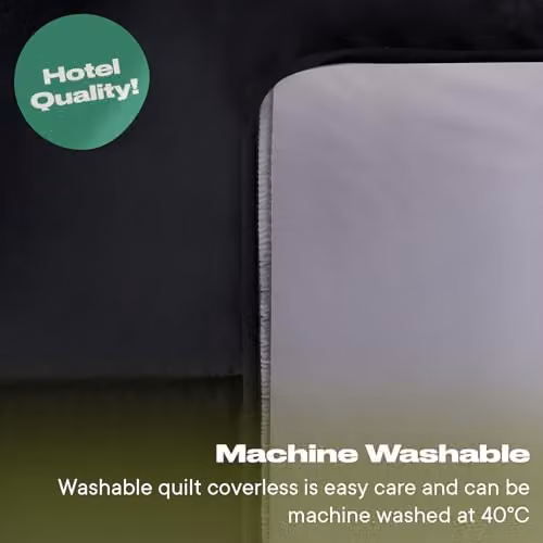 OHS Double Coverless Microfibre Duvet and Pillowcase Set, 10.5 Tog, Black and Grey, W/D/H: 200 x 200 x 56 cm – 3
