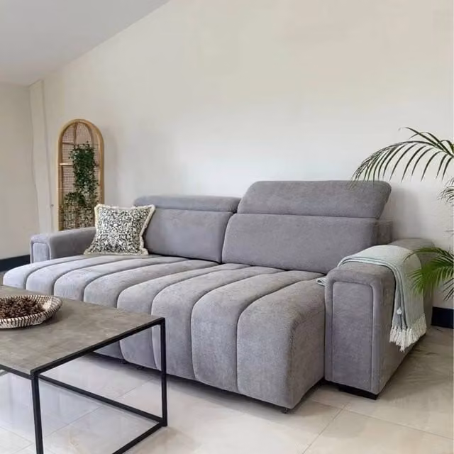 Stratus Interiors Molly Electric 3 Seater Sofa Bed in Grey with Adjustable Seat Depth and Headrest
