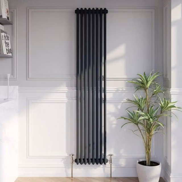 Temprazo Anthracite Steel Wall Mounted Radiator H: 119 cm, W: 38 cm, D: 7 cm