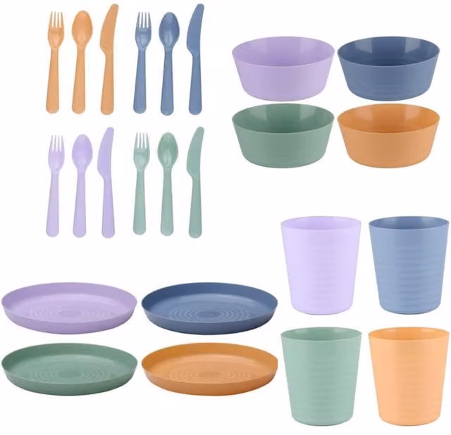 UMKY Multicolour and Purple Melamine Kids Dinner Set