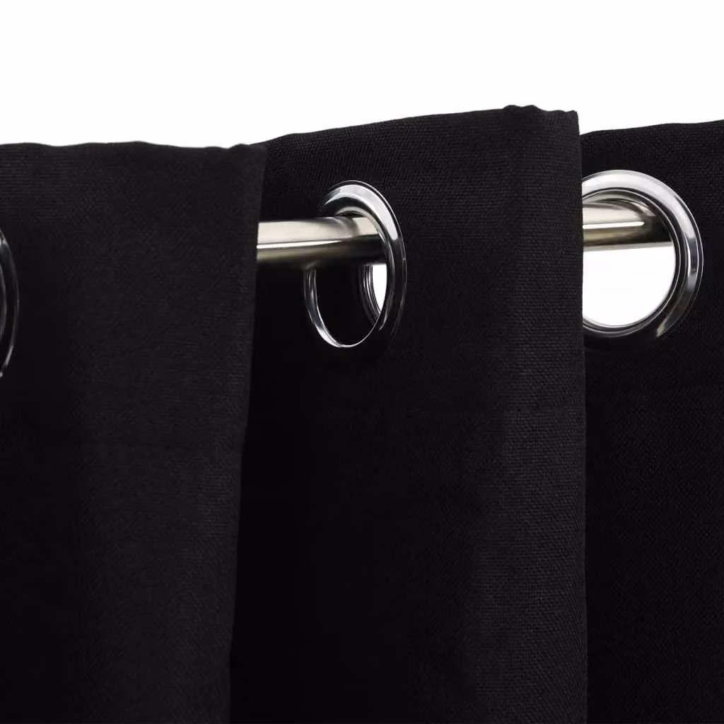 Berkfield Linen-Look Blackout Curtains with Eyelets, 2 Pack, Black, W: 140 cm, H: 175 cm – 3