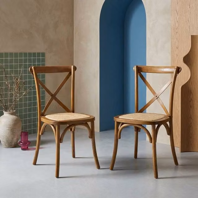 sweeek Set of 2 Vintage Wooden Bistro Chairs in Brown – 1