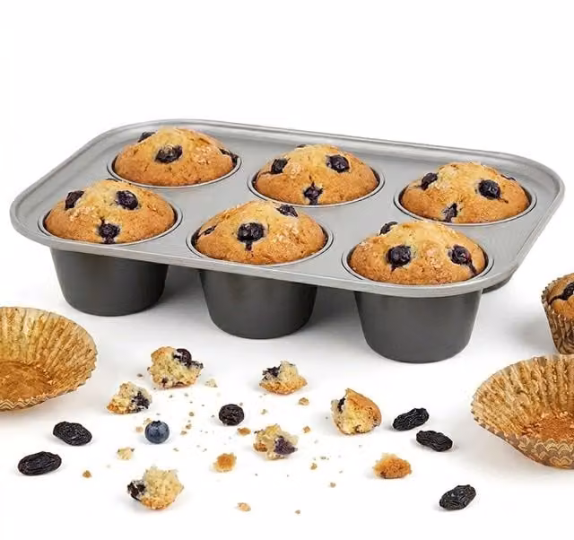 Storm Trading Group 6 Cup Jumbo Muffin and Cupcake Tin, Silver