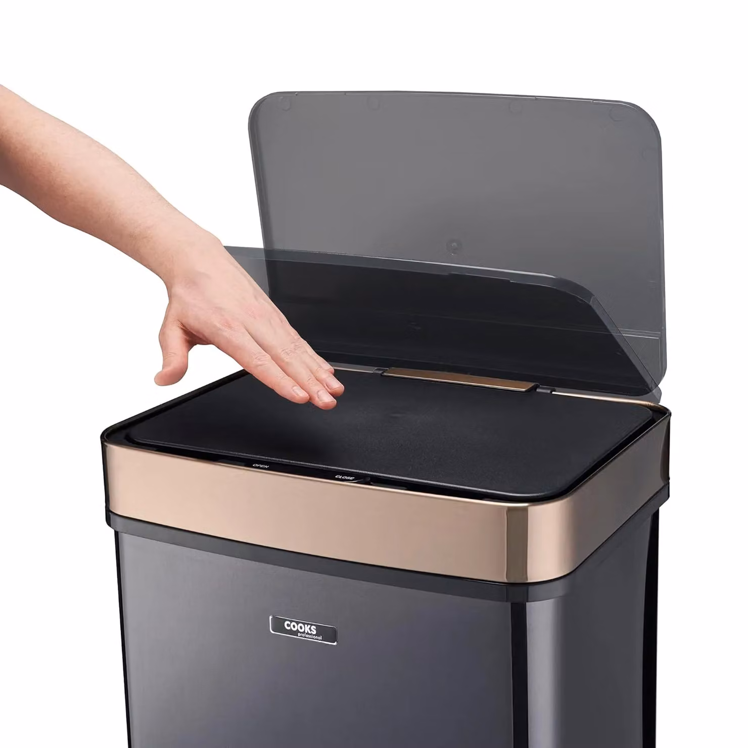 Cooks Professional 75L Recycling Sensor Bin with Dual Compartments and Food Caddy in Black – 3