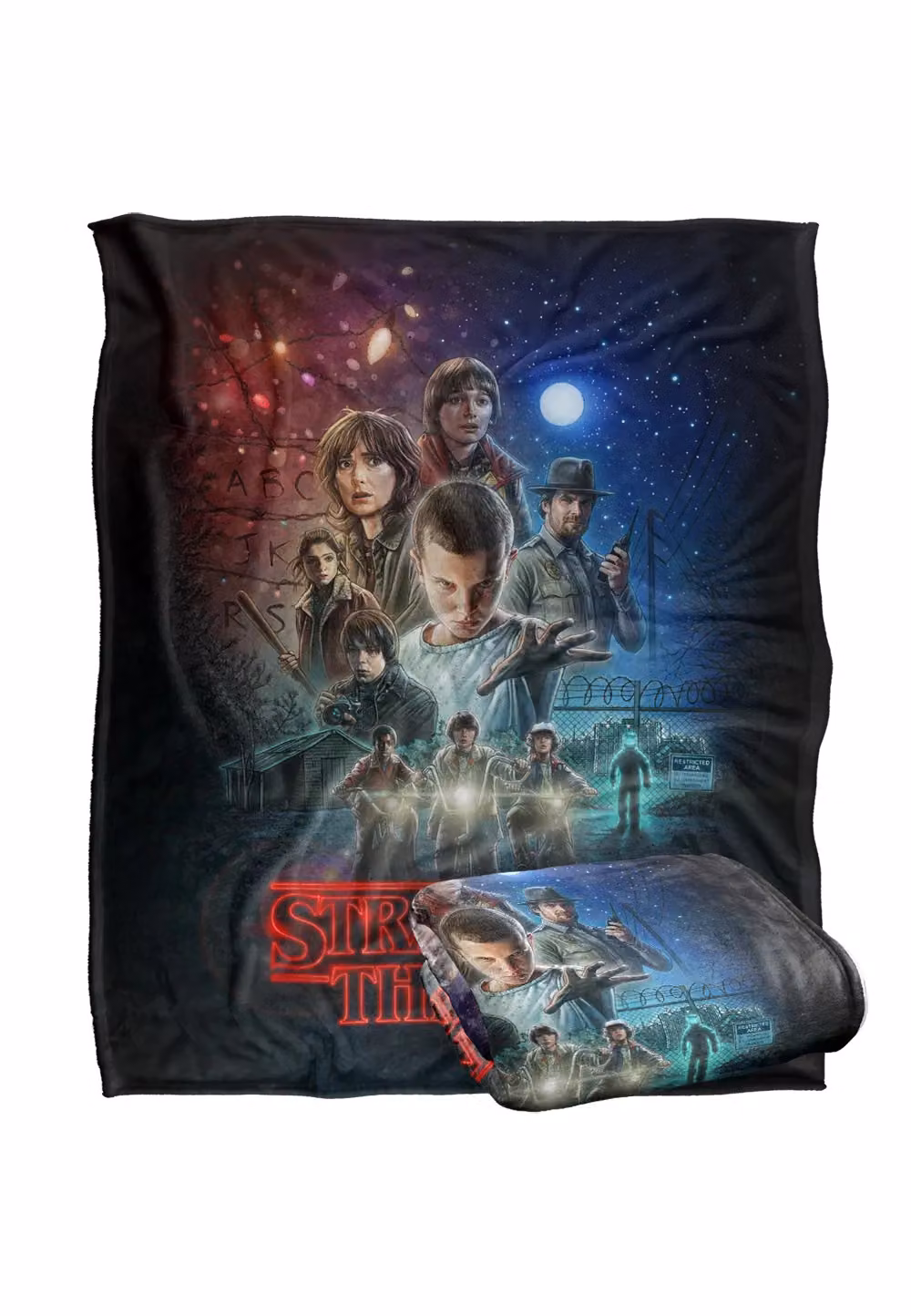 Stranger Things Season One Officially Licensed Silky Touch Super Soft Throw Blanket, White, W: 152 cm, D: 127 cm – 2