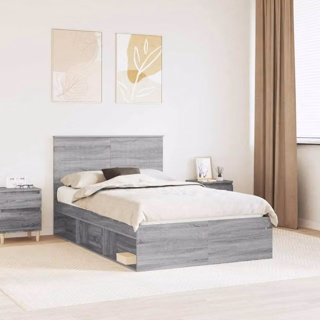 Berkfield Home Sonoma Bed Frame in Grey Solid Pine Wood, W: 120 cm, L: 200 cm
