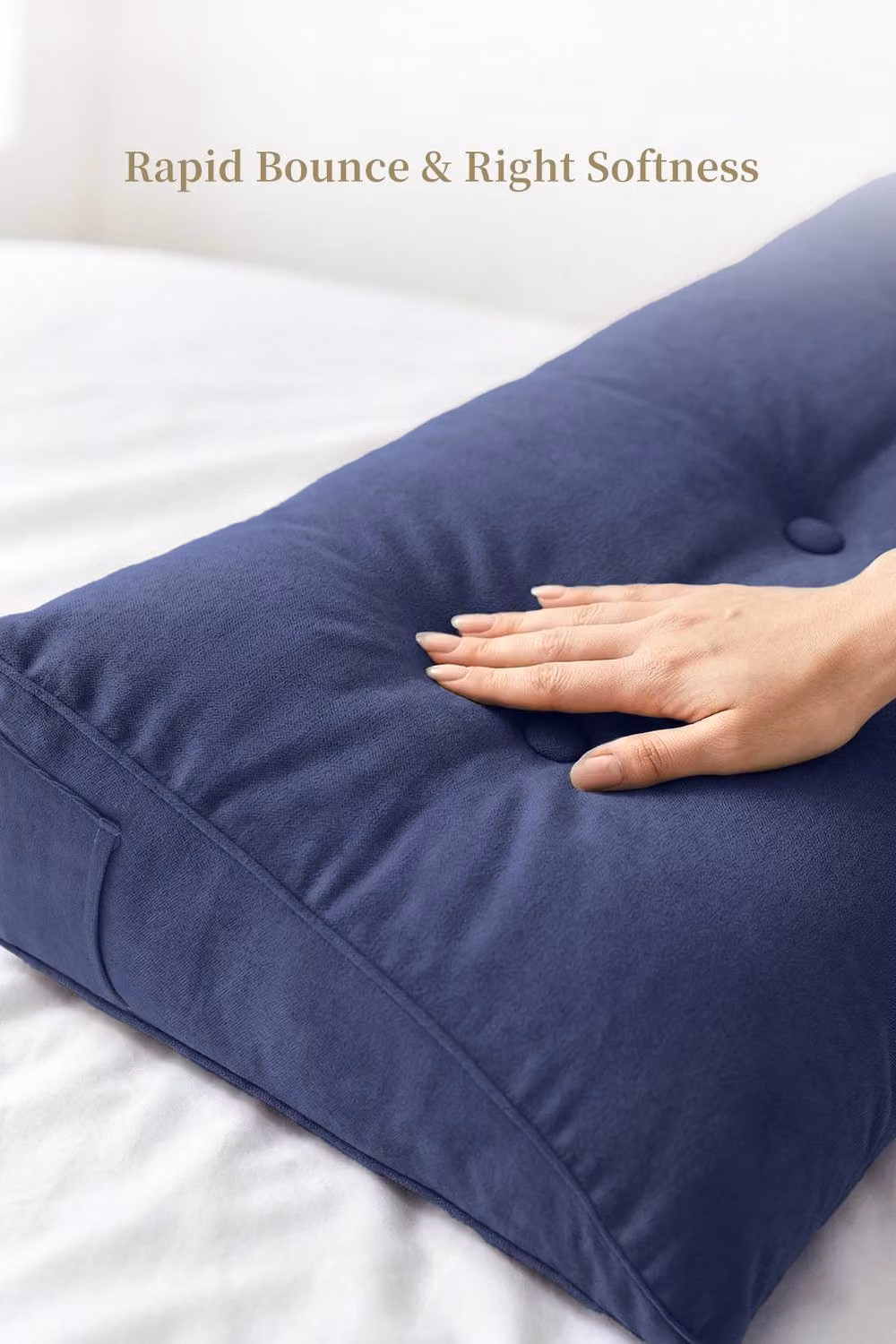 Living and Home Large Washable Wedge Headboard Pillow with Storage Pocket in Blue – 4