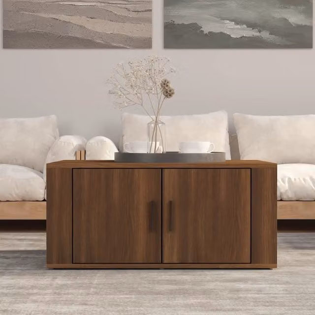 Berkfield Home Brown Oak Coffee Table, W/D/H: 80 x 50 x 36 cm – 1