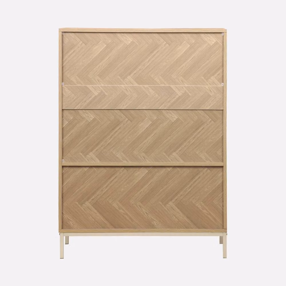 Sweekeec Herringbone Storage Cabinet with 2 Hinged Doors in Light Brown, Width: 110 cm – 2
