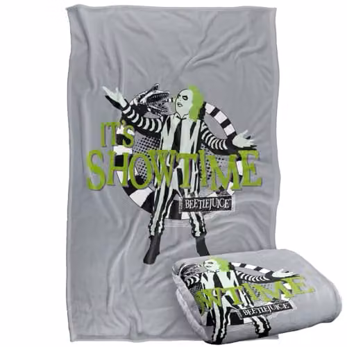 LOGOVISION Beetlejuice Its Showtime Super Soft Silky Touch Fleece Throw Blanket, Multicolour, W: 91.44 cm x D: 91.44 cm x H: 147 cm – 1