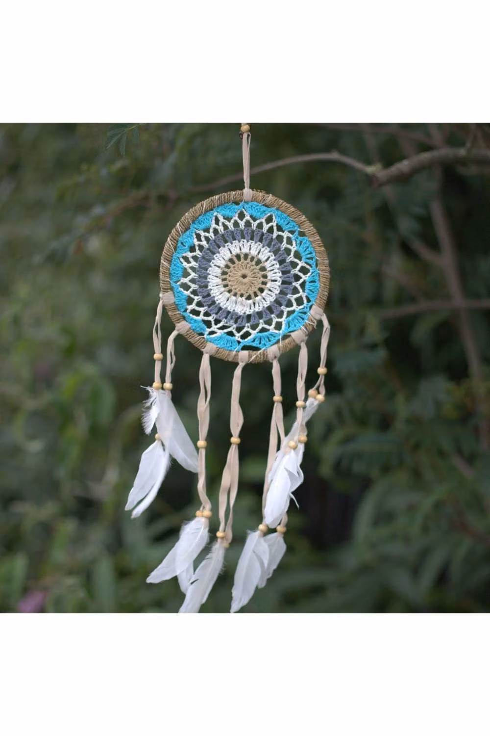 KDMD Blue and Multicolour Pastel Macramé Dream Catcher, 16 cm Diameter – 2