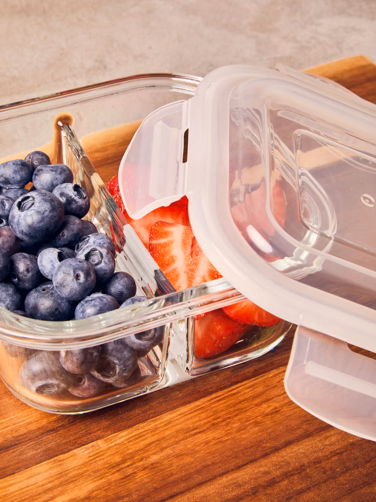 Orsina 2-Section Square Glass Container with Airtight Silicone Lid, 520 ml, Transparent – 2