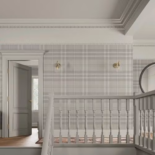 Superfresco Easy Eildon Weave Stone Wallpaper in Beige Checked Pattern – 2