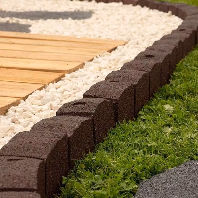 Nicoman Flexible Roman Stone Garden Lawn Edging, Brown, 16 Pack – 1