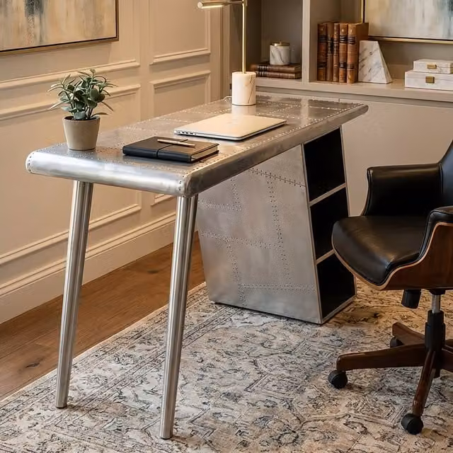 Fifty Five South Mango Writing Desk in White and Black