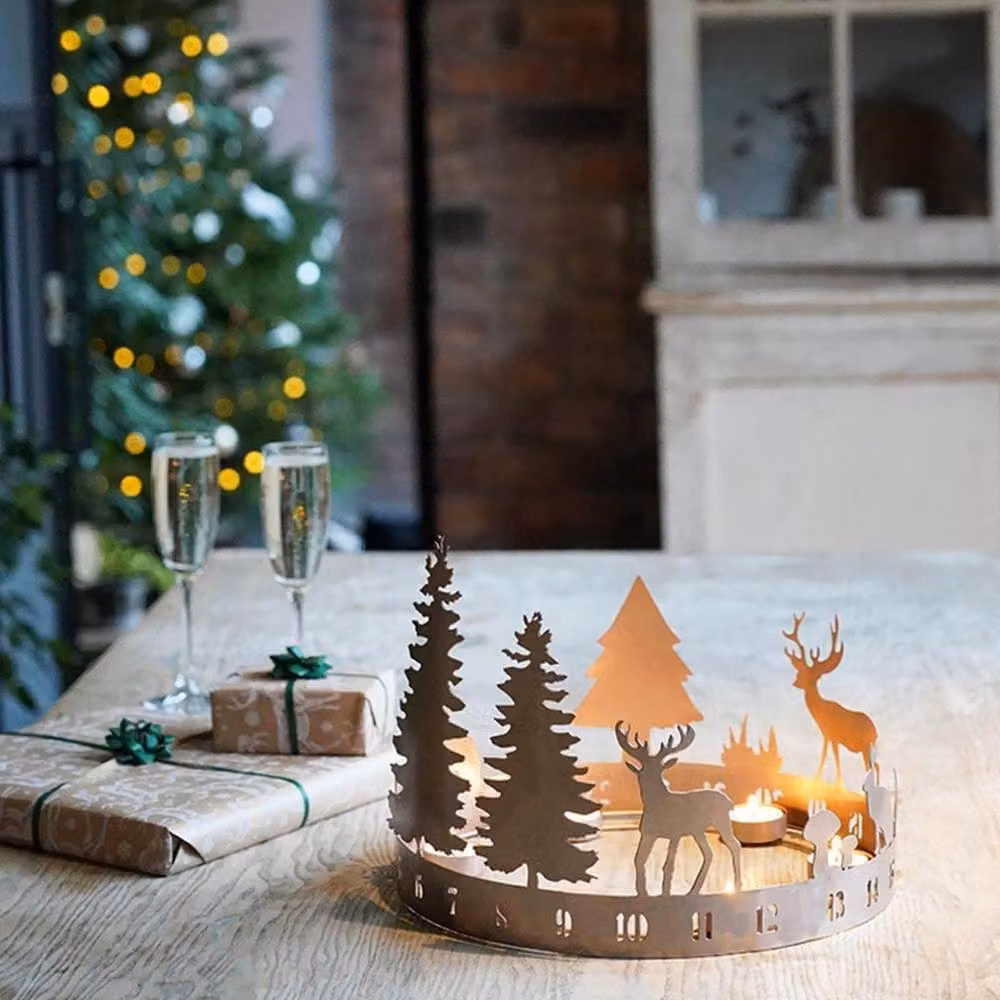 Lemon Pavilion Round Metal Advent Tealight Centrepiece in Bronze, W: 33 cm, D: 33 cm, H: 25 cm – 2