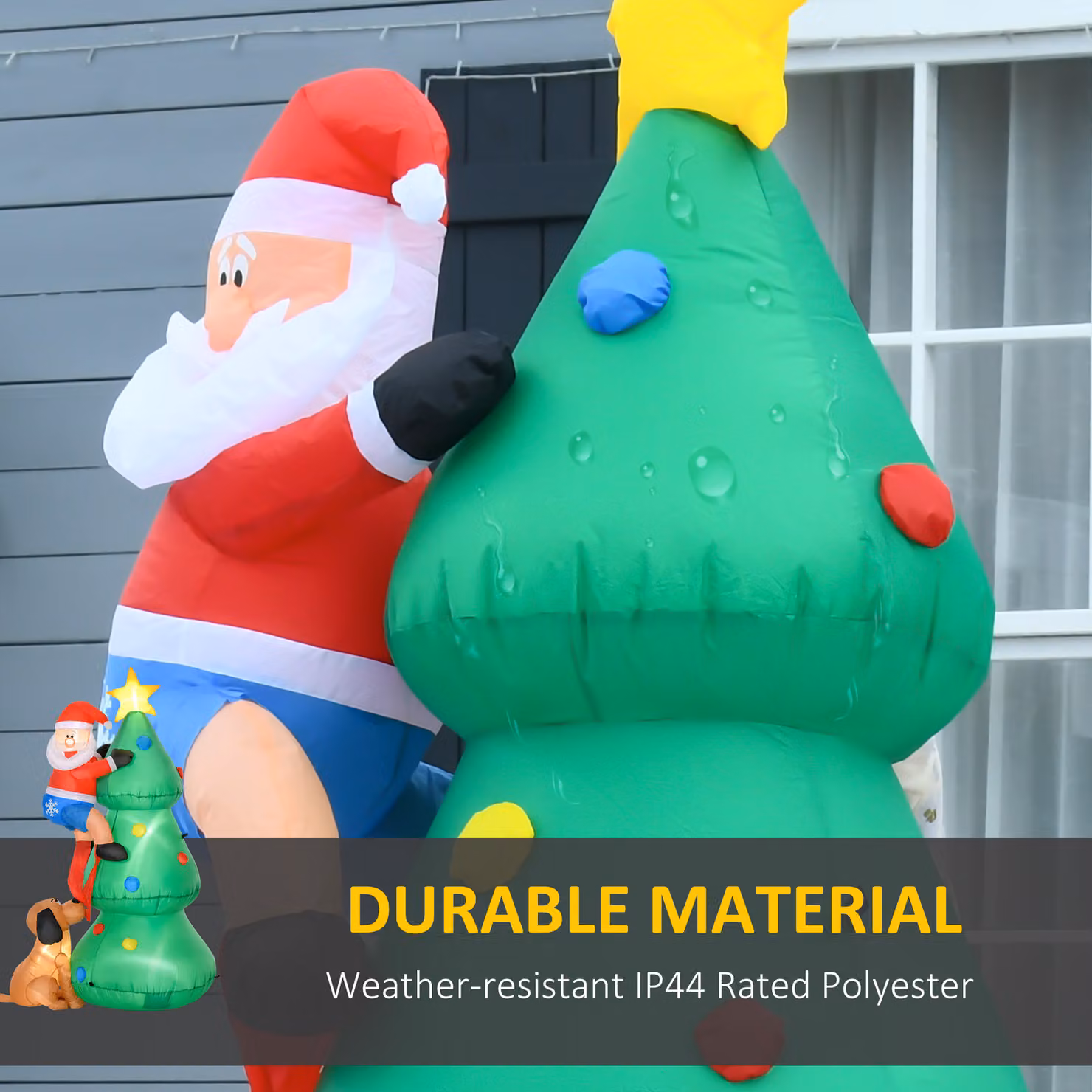 HOMCOM 1.8m Inflatable Christmas Tree with LED Lights and Santa Claus Dog for Indoor and Outdoor Garden Decoration – 3