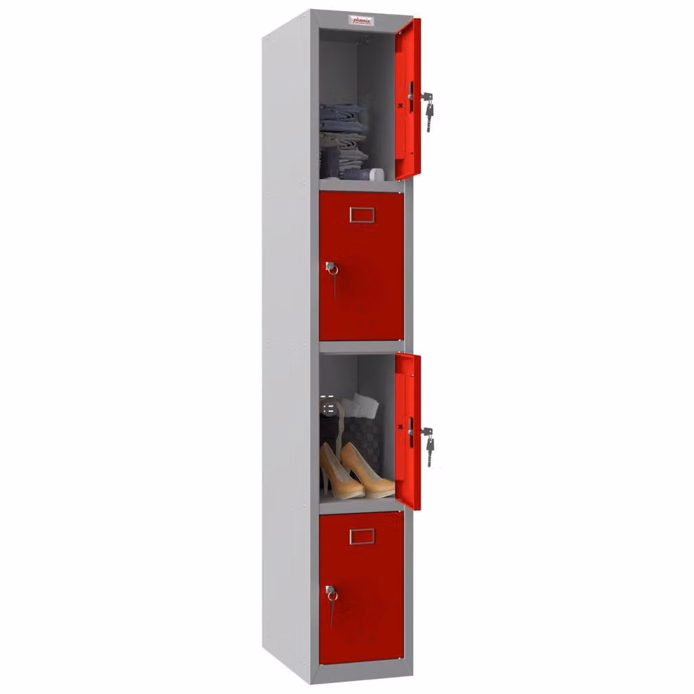 Phoenix Safe Company PL1430GRK 4 Door Personal Locker in Grey and Red with Key Locks – 2