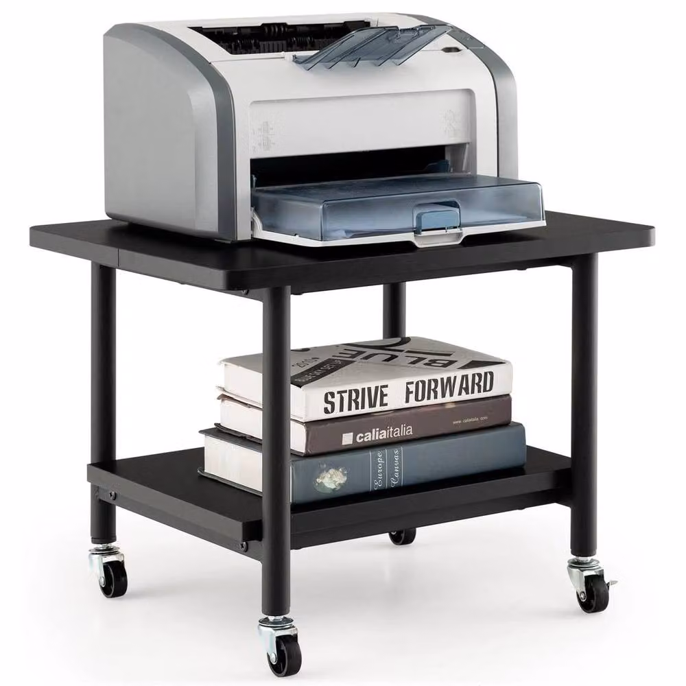 SPETLEK Black Metal Printer Stand with Storage and 4 Locking Wheels – 3