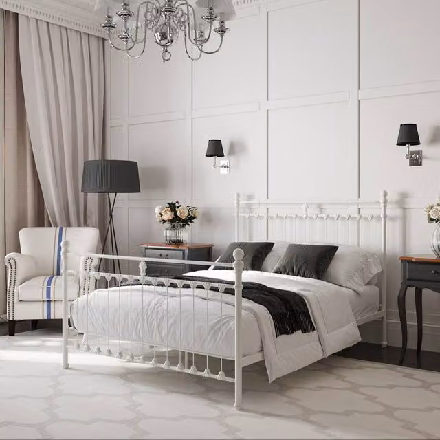Snuggle Beds Aria Classic Metal Bed Frame in Beige, Size: 180 x 200 cm – 1