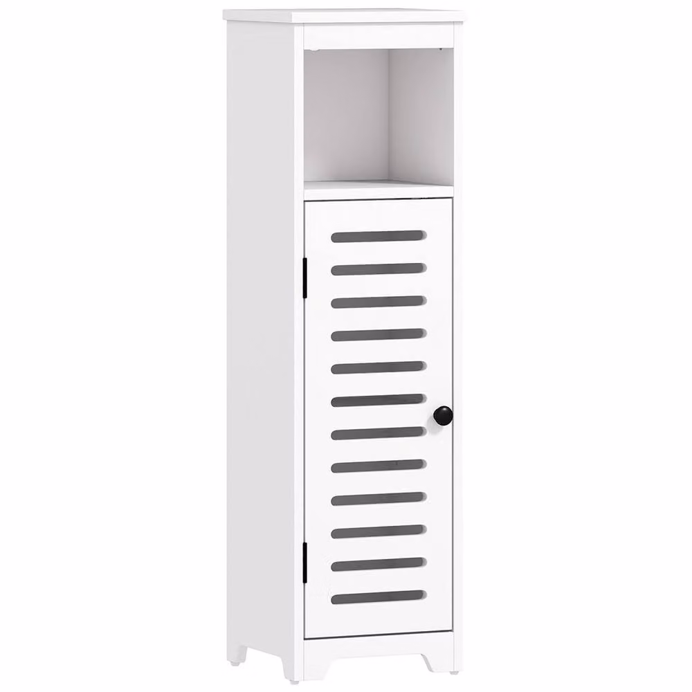 Wyld Haus Nanova White Bathroom Floor Cabinet with Louvered Roll Shutter Doors and Adjustable Internal Shelves – 2
