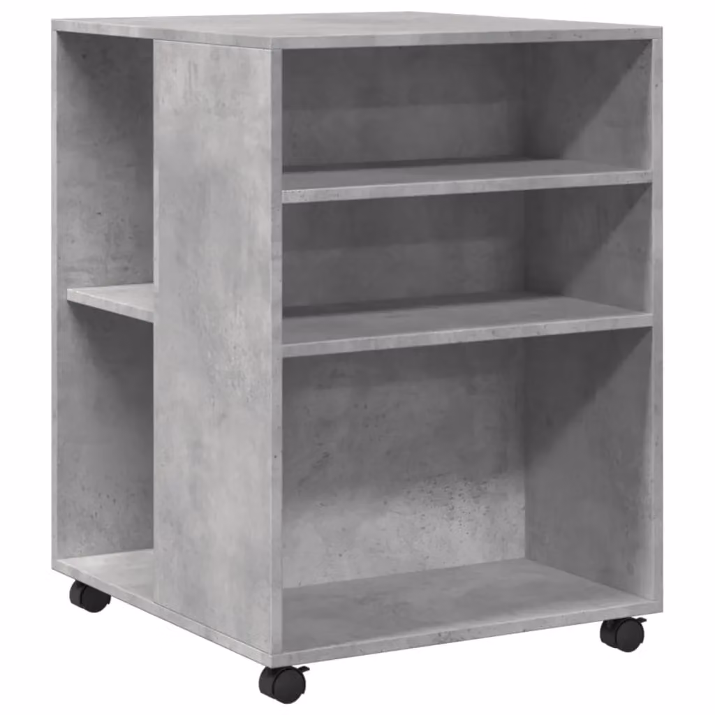 Berkfield Home Side Table with Wheels in Concrete Grey, W: 55 cm, D: 60 cm, H: 78 cm – 2