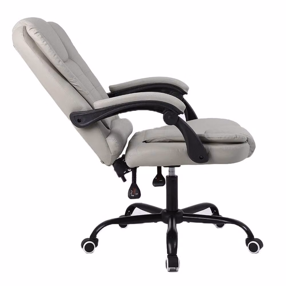 ERGOVEXA Grey Faux Leather Height Adjustable Office Task Chair with Headrest and Armrests – 2