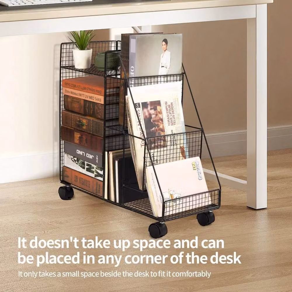 FLAVORA Black Multi-tier Metal Storage Trolley on Wheels – 3