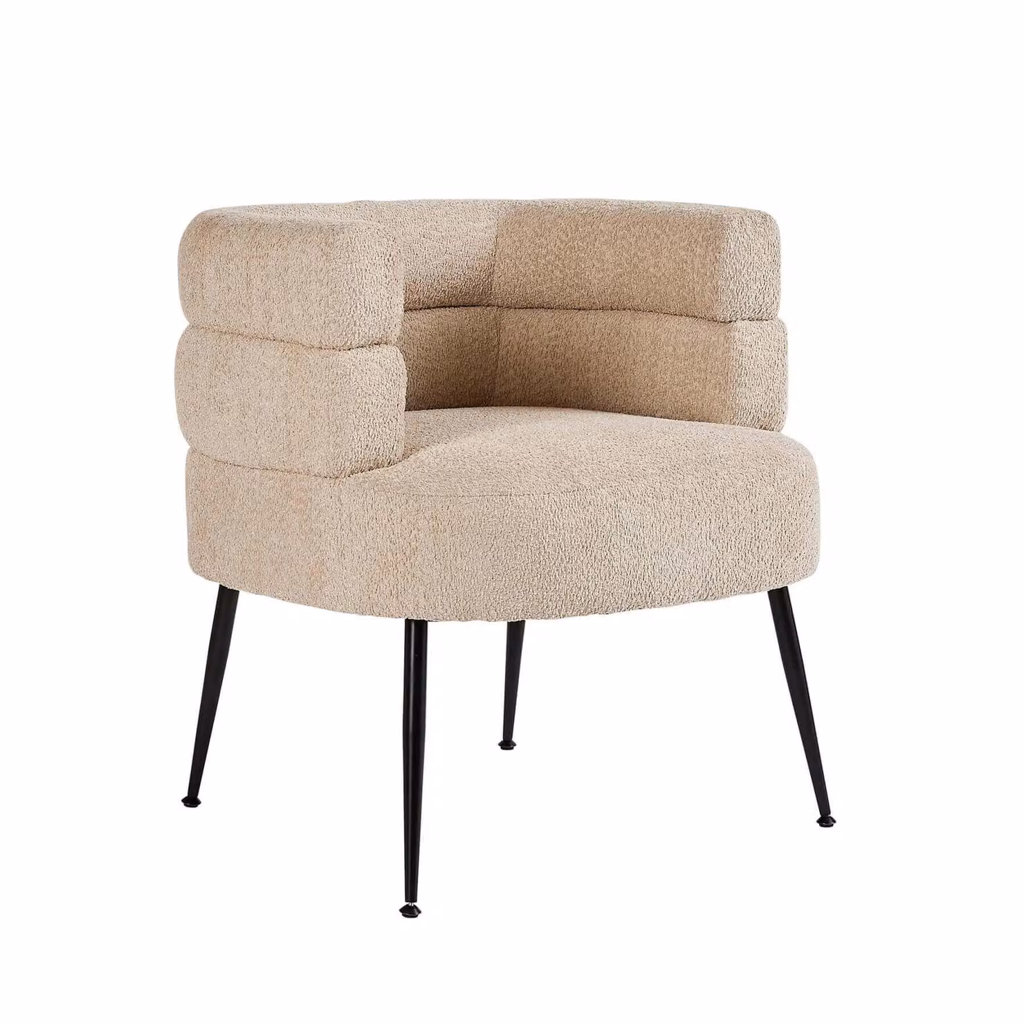 Home Source Barrel Boucle Teddy Fur Accent Chair in Beige and Grey with Metal Frame, W/D/H: 65 x 47 x 71 cm – 2