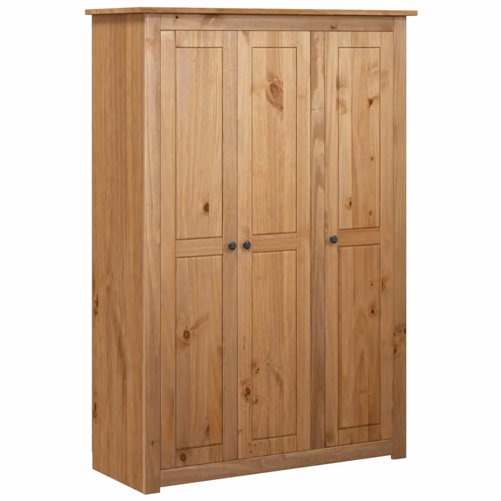 Berkfield Home Panama 3-Door Pine Wardrobe in Brown, W/D/H: 118 x 50 x 171.5 cm – 2