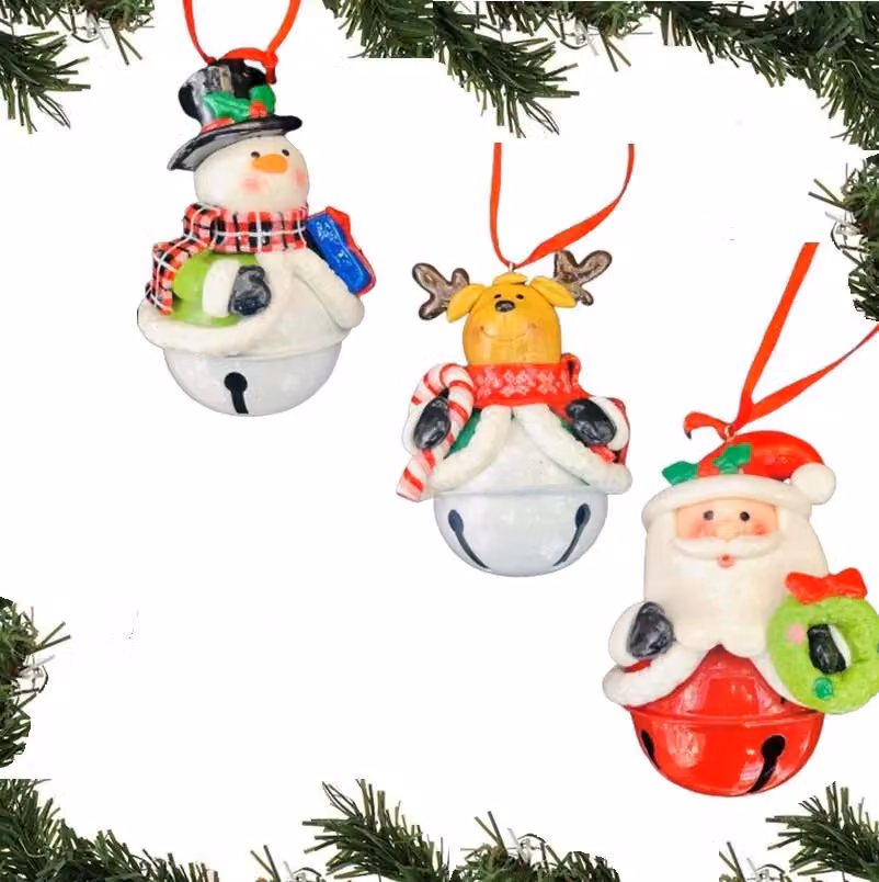 Shatchi 3-Piece Set of Red and Multicolour Ceramic Christmas Tree Hanging Decorations Featuring Santa, Snowman and Teddy Figures – 7