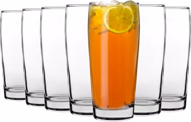 LAV Bardi Willi Beer Glasses, Clear, 370ml, Pack of 6