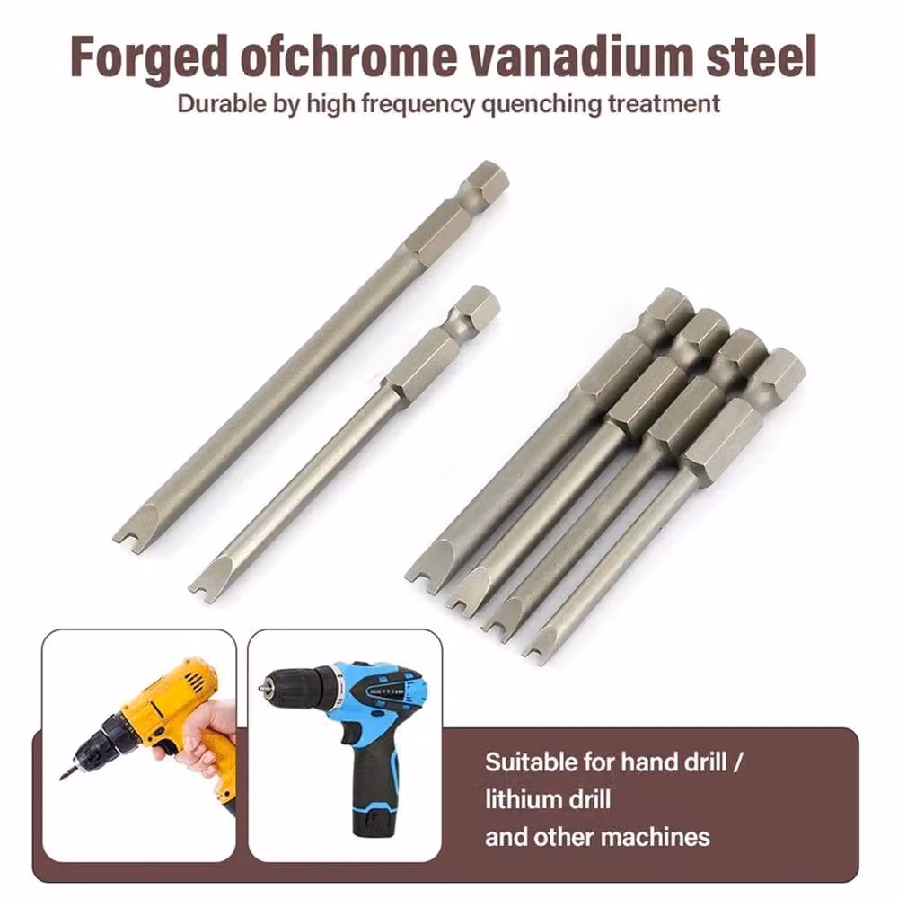 Nordara Magnetic Chrome Vanadium Steel Screwdriver Bit Set in Silver, 6.35 mm, Length: 12.5 cm