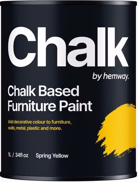 Hemway Chalk Based Furniture Paint in Spring Yellow, Flat Matt, 1L