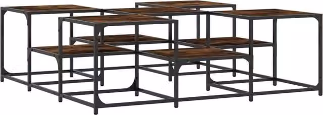Berkfield Home Smoked Oak Coffee Table in Brown, W/D/H: 121 x 121 x 40 cm