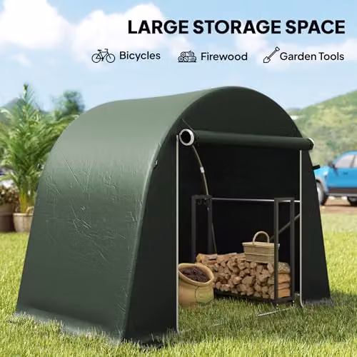 Outsunny Green Garden Storage Shed Tent W: 245 cm, D: 120 cm, H: 200 cm – 4