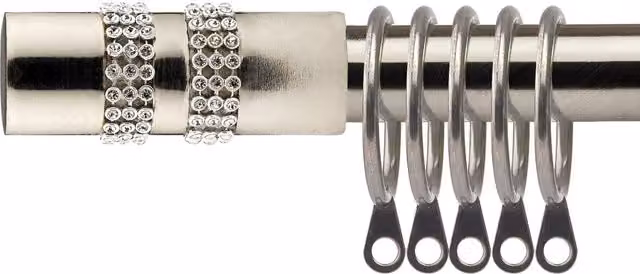 NewEdgeBlinds Extendable Durable Metal Curtain Pole Set in Brushed Silver, Length: 160 cm
