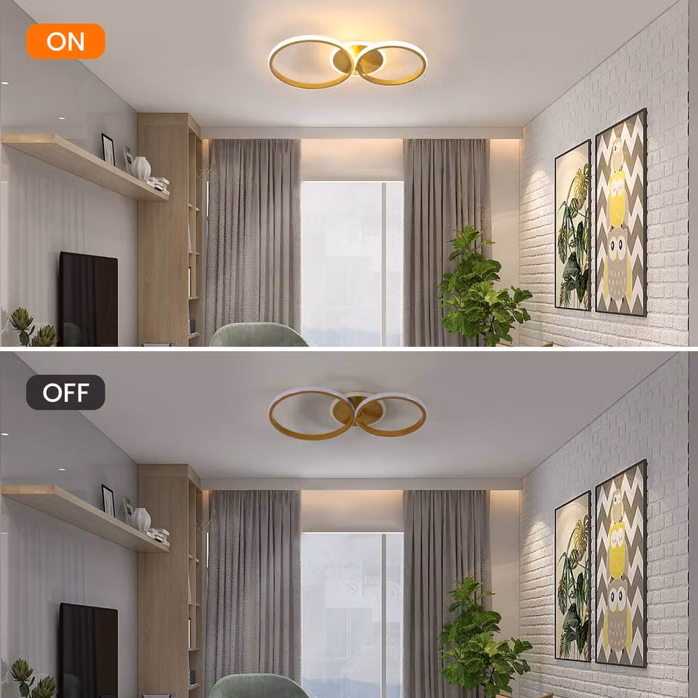 Pheashine Gold LED Ceiling Light, 42W 3000K Warm White, 3-Ring Minimalist Fixture – 2