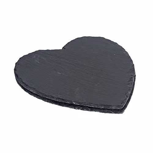 Argon Tableware Heart Slate Placemats, Pack of 2, Black and Grey, 25 cm