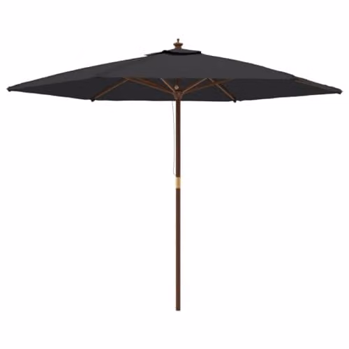 vidaXL Black Cantilever Garden Parasol with Wooden Pole W: 299 cm, D: 240 cm