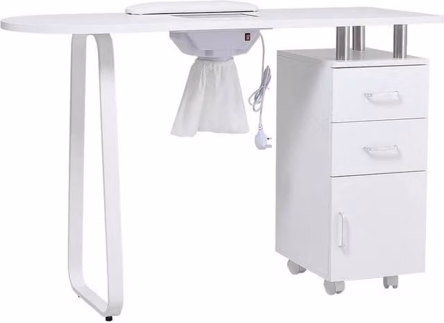 EONLION Mobile Manicure Table and Salon Nail Station Beauty Desk in White, Width: 100 cm – 1
