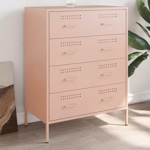 vidaXL Industrial Pink Metal Sideboard, W: 68 cm, D: 39 cm, H: 89 cm – 2