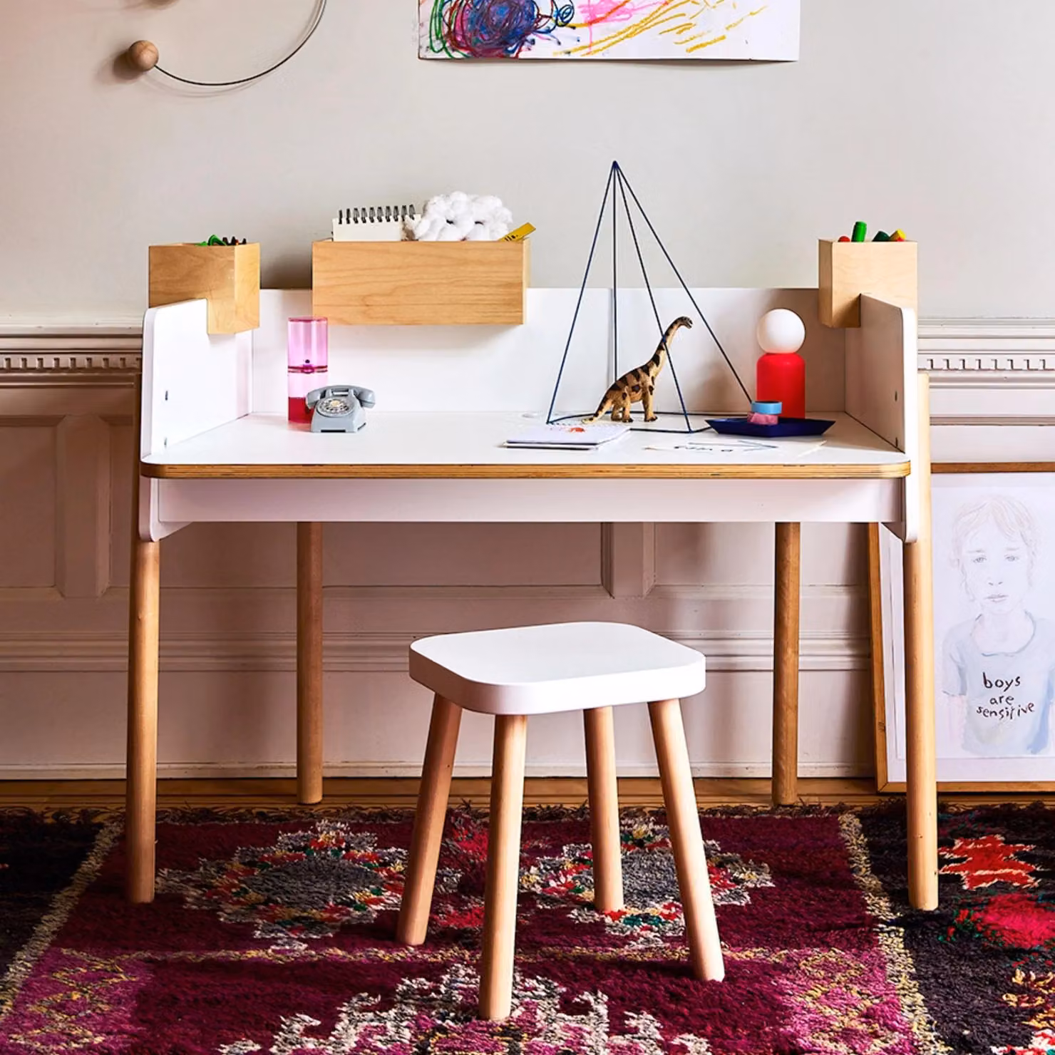Oeuf NYC Brooklyn Height Adjustable Desk in White and Birch, W: 110 cm, D: 63.5 cm, H: 63.5-81 cm – 3