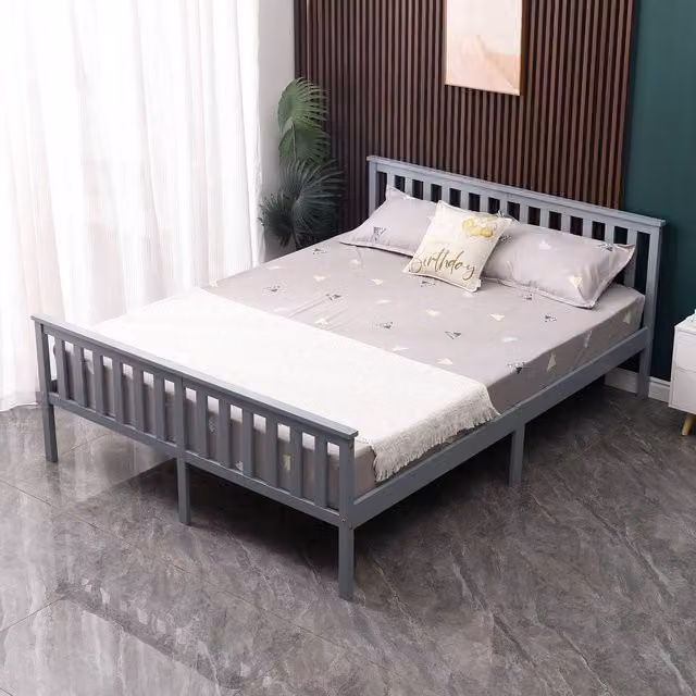 WestWood Solid Wood Single Bed with Footboard in Grey