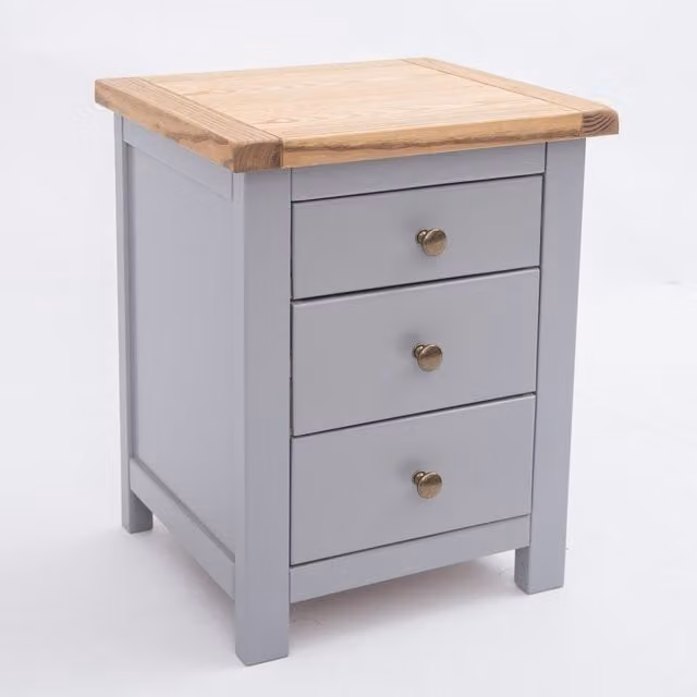Cabinet Bits Mirano 3 Drawer Bedside Cabinet in Grey and Gold