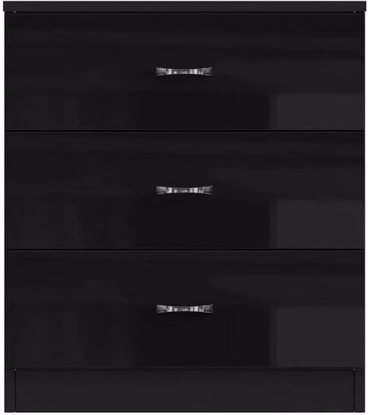 KORVIXA Black High Gloss 3 Drawer Bedroom Chest W/D/H: 100 x 100 x 100 cm – 1