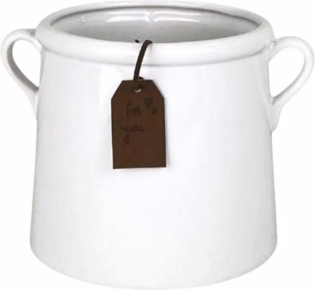 Four Candle White Ceramic Round Pot Vase with Twin Handles – 1
