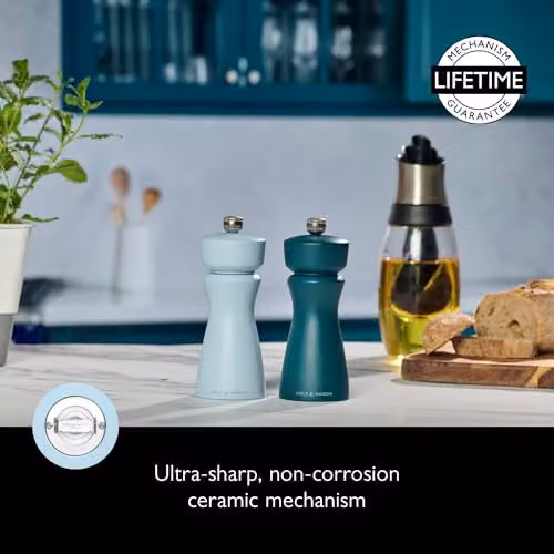 Cole & Mason Kenton Blue Salt and Pepper Mill with Adjustable Ceramic Grind, Height: 15 cm – 4
